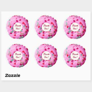thank you pink donut classic round sticker