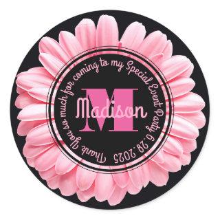 Thank You Pink Gerbera Add Your Own Message Daisy Classic Round Sticker