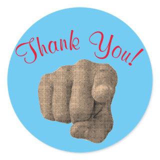 Thank You Pointing Finger Classic Round Sticker