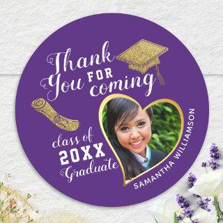Thank You Purple White Gold Class 2024 Graduation Classic Round Sticker