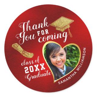 Thank You Red Gold White Class of 2024 Graduation Classic Round Sticker