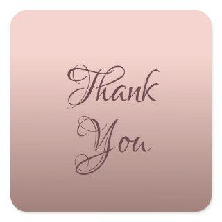 Thank You Rose Gold Color Template Elegant Square Sticker
