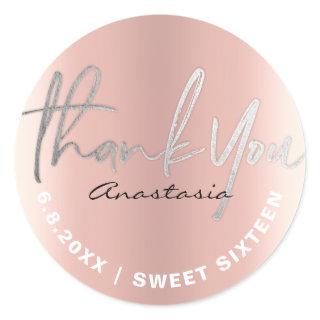 Thank You Rose Gold Faux Foil Custom Classic Round Sticker