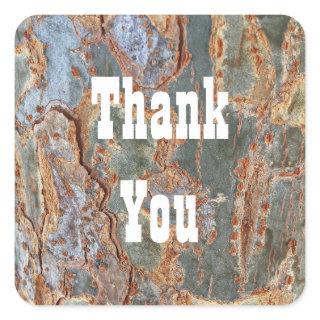 Thank You Rustic Tree Bark Abstract Appreciation Square Sticker