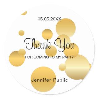 Thank You Script Faux Gold Confetti Template Classic Round Sticker