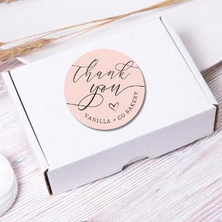 Thank You Script Heart Baked Goods Business | Pink Classic Round Sticker