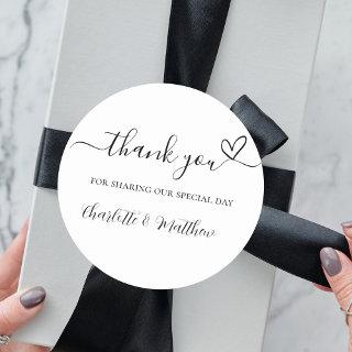 Thank you sharing our day bride groom wedding classic round sticker