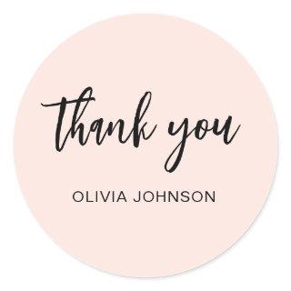 Thank You Simple Modern Blush Pink Classic Round Sticker