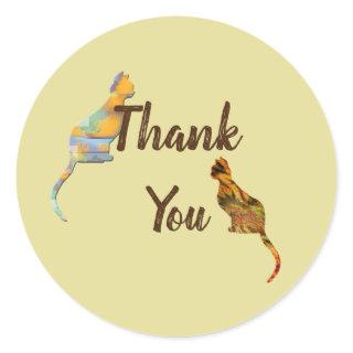 Thank You Sitting Kittens Appreciation Cat Thanks Classic Round Sticker