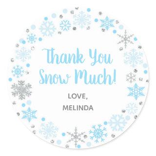 Thank You Snow Much Favor Sticker Blue & Silver