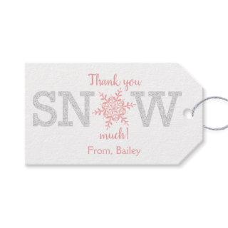Thank You SNOW Much Winter ONEderland Pink Silver Gift Tags