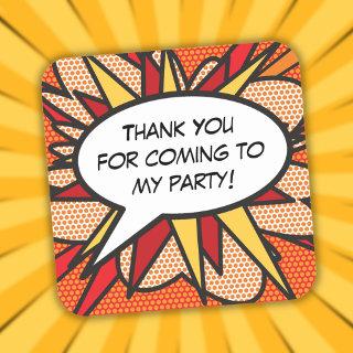 THANK YOU Speech Bubble Fun Retro Comic Book Square Sticker