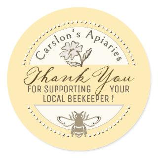 Thank You Sticker with Bee Honey Apiary Business