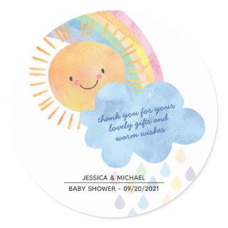 Thank You Sunshine Rainbow Baby Shower Classic Round Sticker