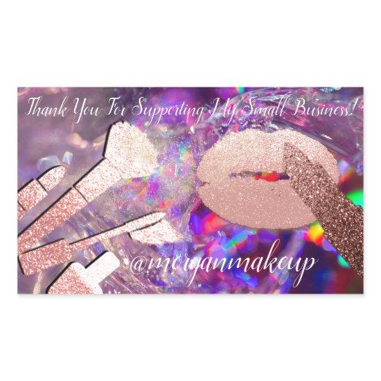 Thank You Support Business Makeup Lip Purple Insta Rectangular Sticker