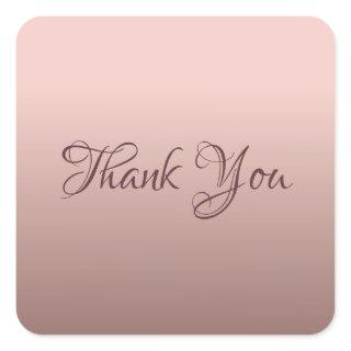 Thank You Template Elegant Rose Gold Color Square Sticker