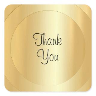 Thank You Text Faux Gold Handwritten Script Modern Square Sticker