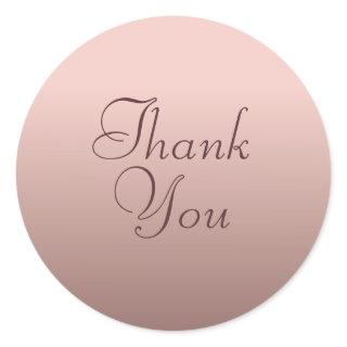 Thank You Text Rose Gold Color Template Elegant Classic Round Sticker