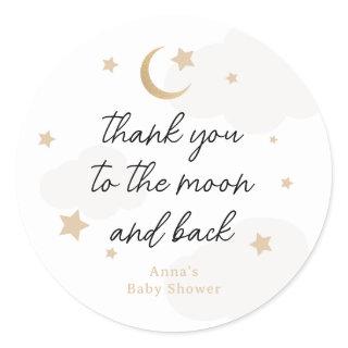 Thank you to the Moon and Back Baby Shower Classic Round Sticker