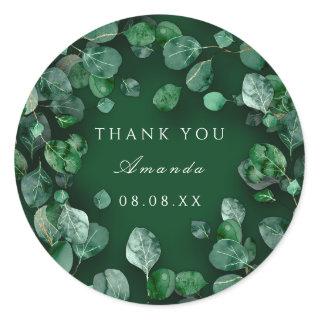 Thank You Wedding Green Eucalyptus Woodland Favor Classic Round Sticker