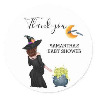 Thank you Witch Baby Shower Halloween  Classic Round Sticker