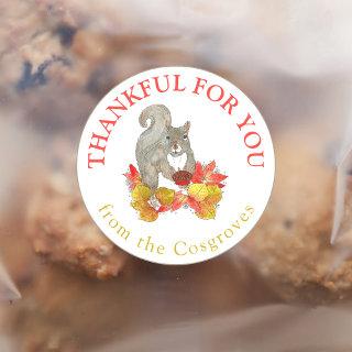 Thankful for You Squirrel with Pecan Pie Classic Round Sticker