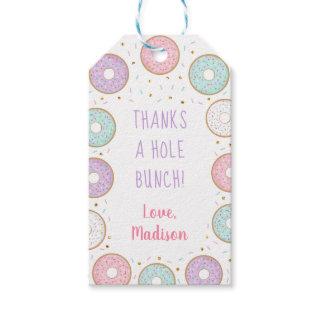 Thanks A Hole Bunch Donut Pink Gold Birthday Favor Gift Tags