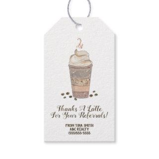 Thanks a Latte Coffee Referral Pop By Gift Tags