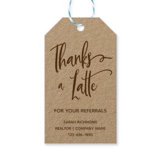 Thanks a Latte | Realtor Marketing  | Thank You Gift Tags
