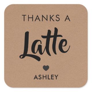 Thanks a Latte Tags, Coffee Stickers, Kraft Square Sticker