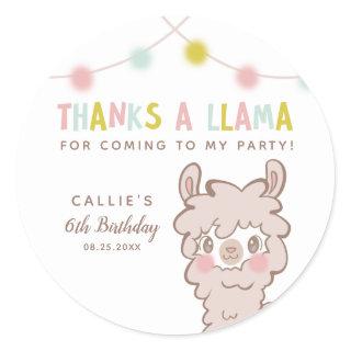 Thanks A Llama Baby Shower Favor Classic Round Sticker