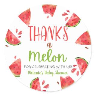 Thanks A Melon Watermelon Baby Shower Favor Classic Round Sticker