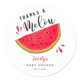 Thanks a Melon Watermelon Baby Shower Favor Classic Round Sticker