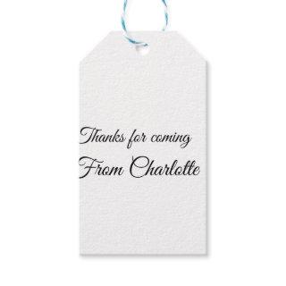 thanks for coming add name text message  gift tags