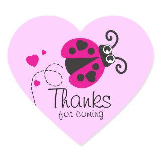 Thanks for coming ladybug girls birthday sticker