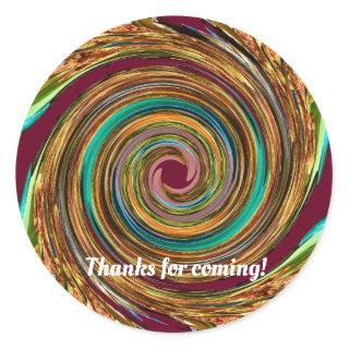 Thanks For Coming Rainbow of Colors Modern Classic Round Sticker
