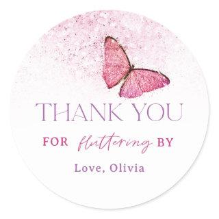 Thanks For Fluttering By Butterfly Favor Classic Round Sticker