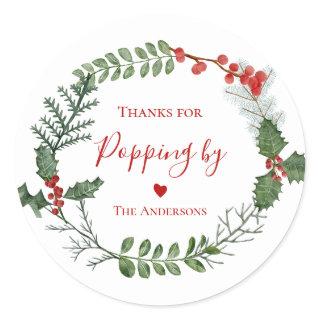 Thanks for Popping By, Holiday Popcorn or Soda Classic Round Sticker
