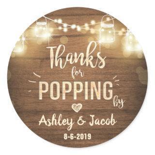 Thanks For Popping By Rustic Wood Lights Favor Tag