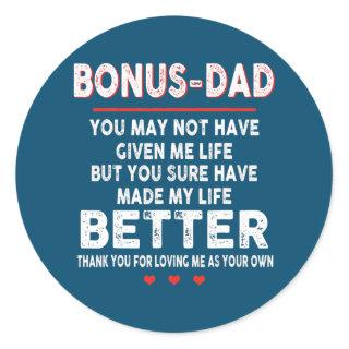 Thanks For Putting Up With My Mom Best Bonus Dad Classic Round Sticker