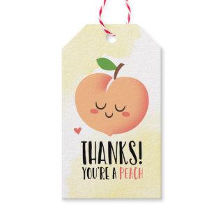 Thanks! You're a peach funny thank you gift tag