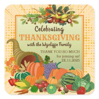 Thanksgiving Cornucopia Abundance Horn of Plenty Square Sticker