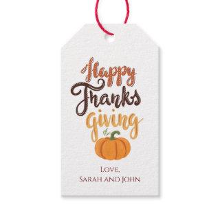 Thanksgiving Give Thanks lettering pumpkin Gift Tags