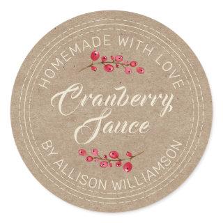 Thanksgiving Homemade Cranberry Sauce Kraft Paper  Classic Round Sticker