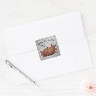 Thanksgiving Pumpkin Damask | Gray Square Sticker