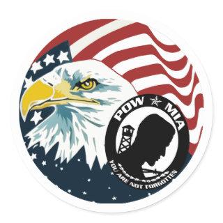 The American Eagle POW-MIA Classic Round Sticker