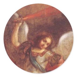 The Archangel St. Mikhail by Vladimir Borovikovsky Classic Round Sticker