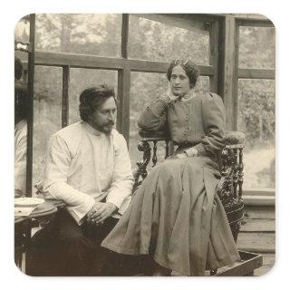 The author Leonid Andreyev with his wife Square Sticker