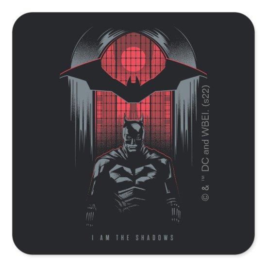 The Batman Window Pane Outline Square Sticker