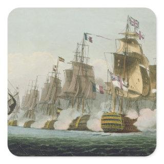The Battle of Trafalgar, 21st October 1805, engrav Square Sticker